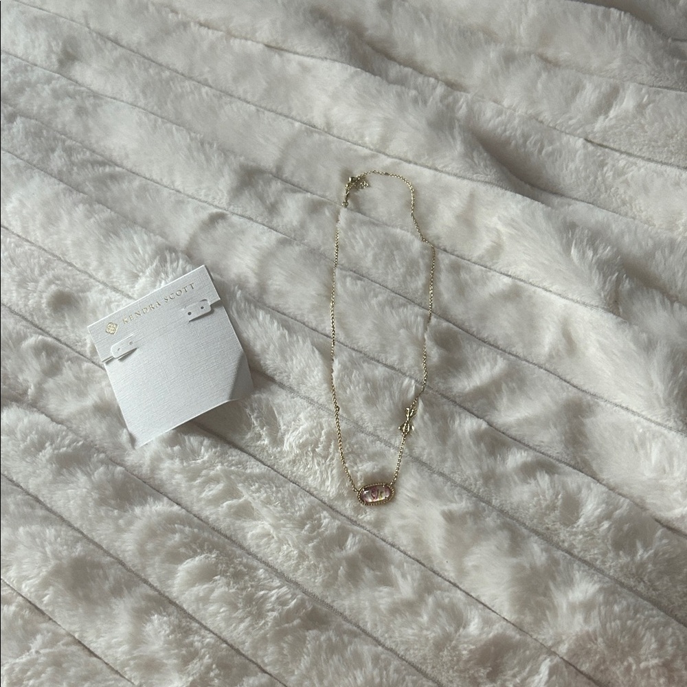 Kendra Scott Gold Necklace with Pink Stone